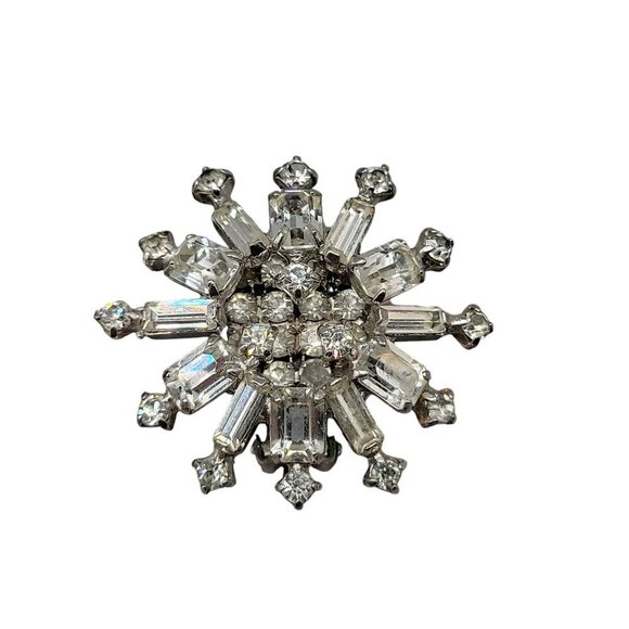 Kramer Clip On Earrings Early 1940s Sparkling Star Crystal Signed Kramer Vtg - Picture 11 of 16